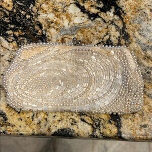 Source Unknown Cream Beaded Clutch